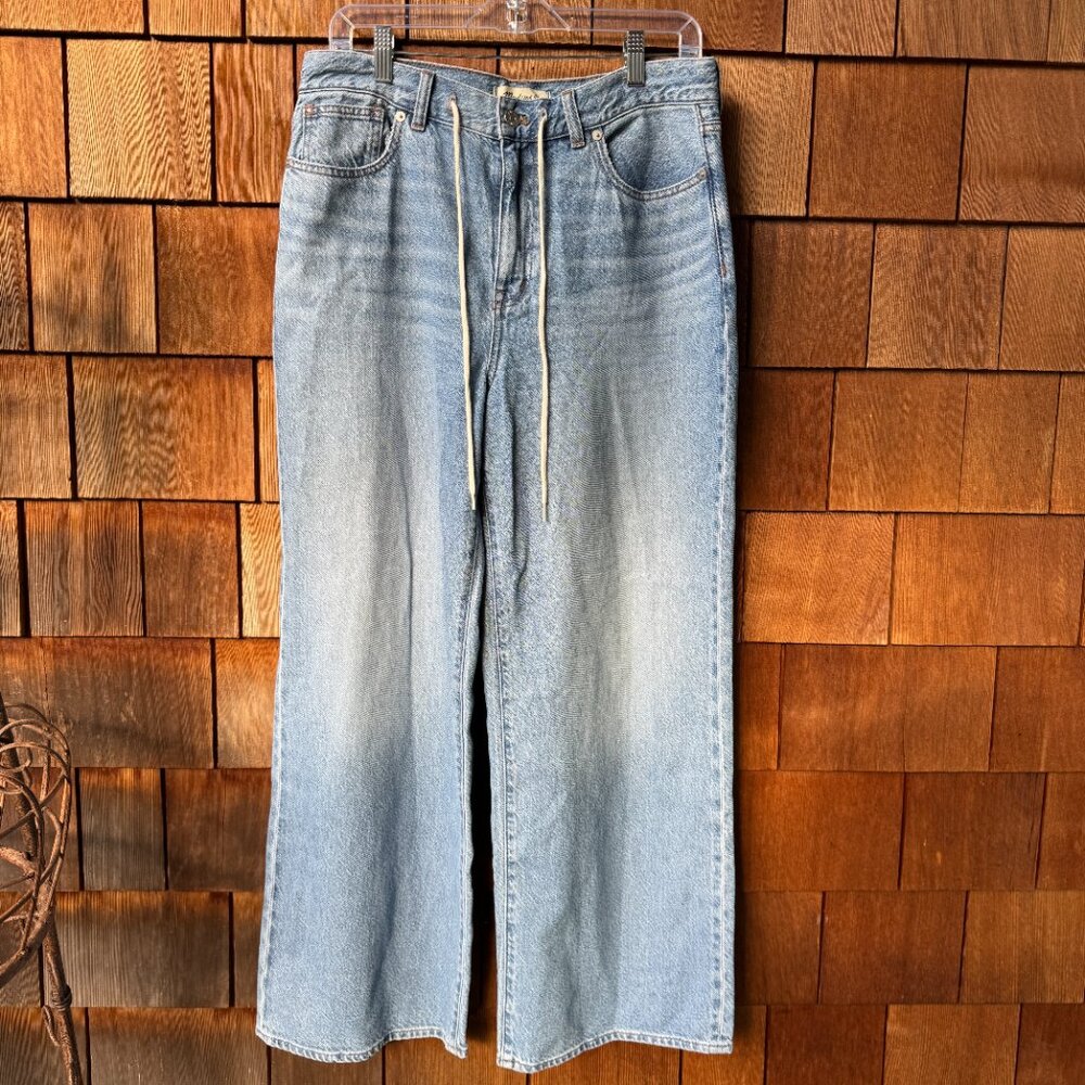 Madewell Vintage Light Blue Denim Drawstring Superwide Leg Jeans in Women's 29 - Picture 2 of 13